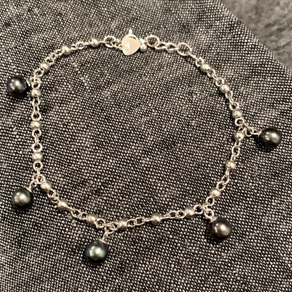 Sterling g silver and drop pearl bracelet